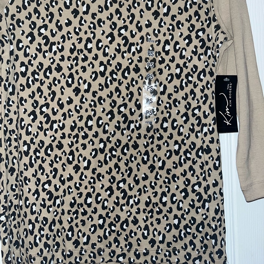 NWT, Kim Rogers Animal Print Top, Size Petite Small - Picture 4 of 5